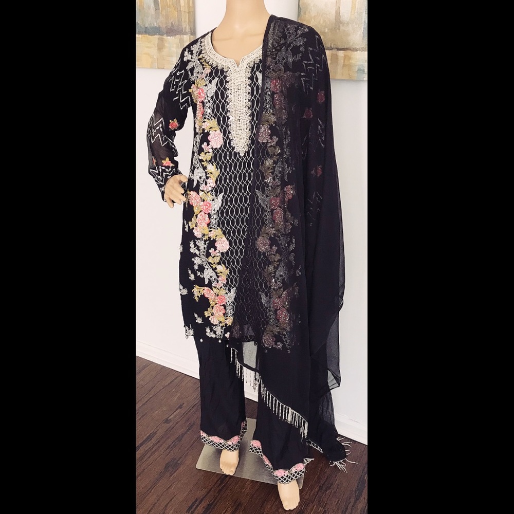 Black Pakistani formal wear.